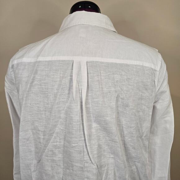 Women's J. Crew White Linen Blend Button Up Dress Shirt | Size Large - Picture 6 of 9